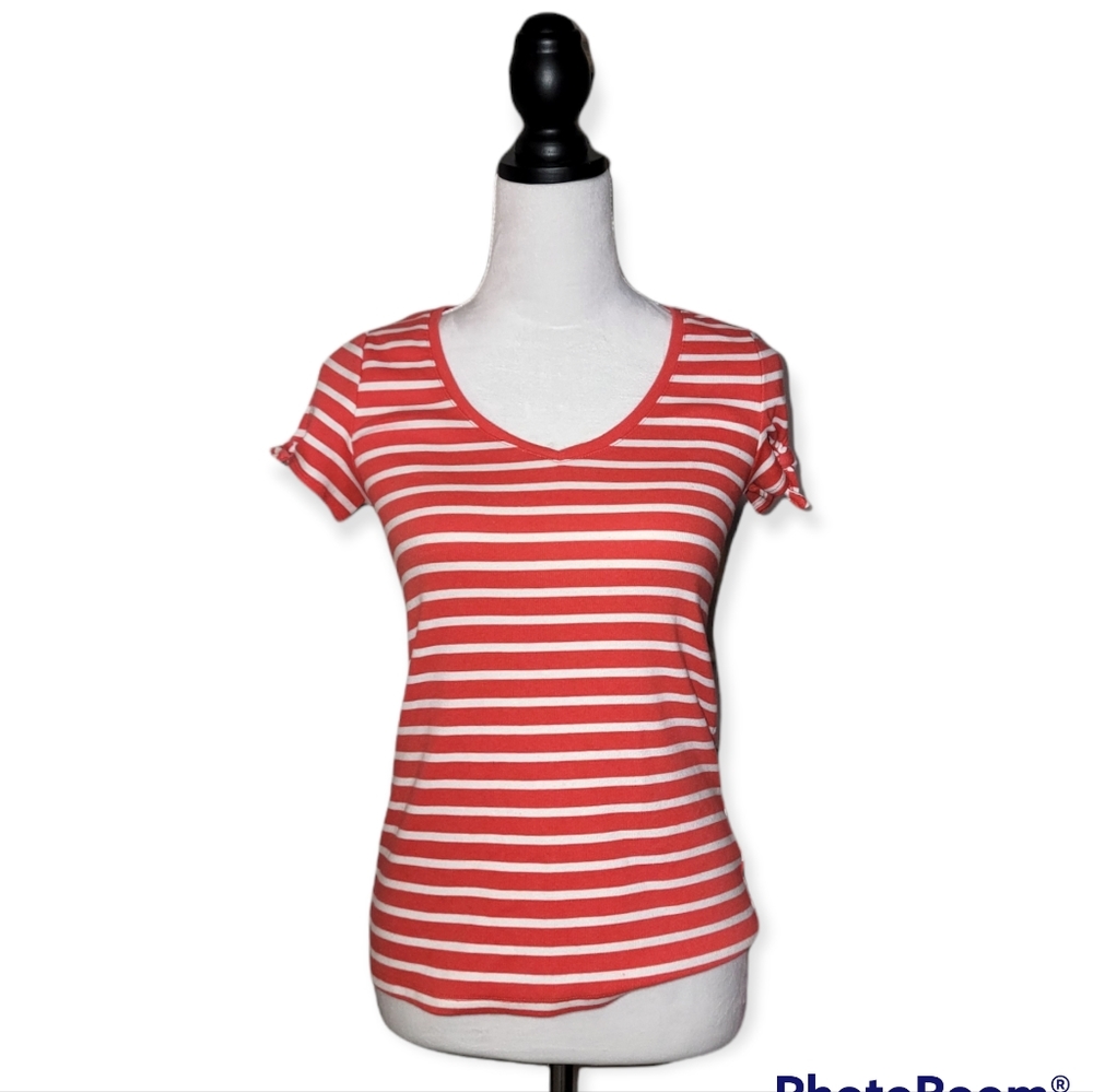 OLD NAVY STRIPE WOMEN'S TOP WHITE/CORAL/ORANGE SIZE SMALL